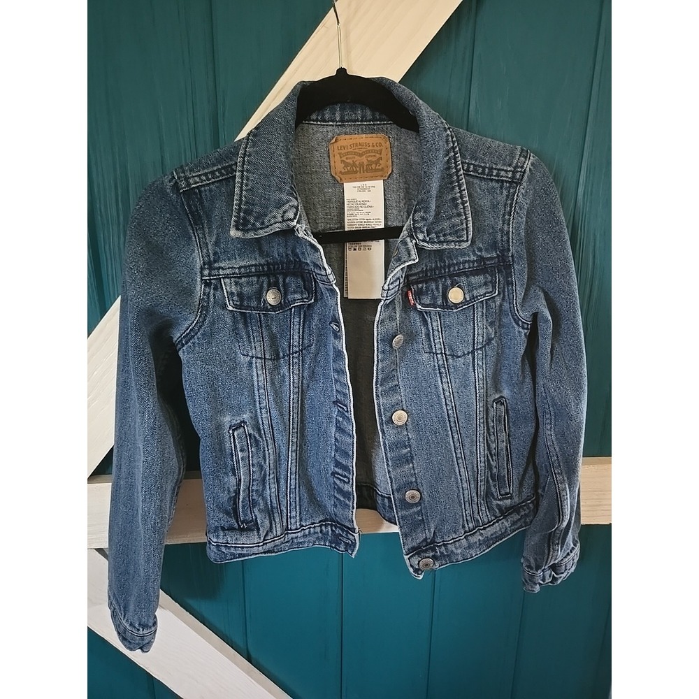 Levi Strauss Original Denim Crop Jacket Girls Jr Large Blue Shacket